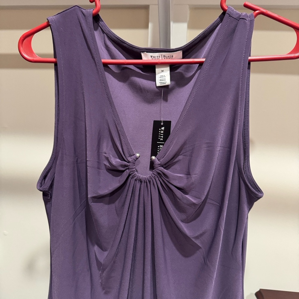 White House Black Market Lavender Gathered Tank Top